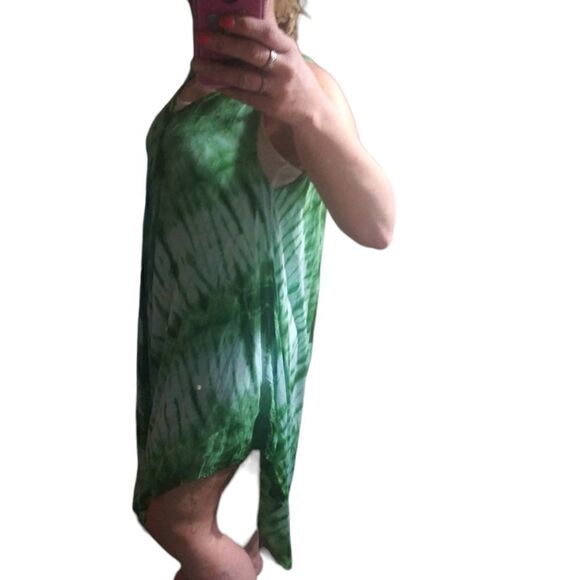 Sleeveless tie dye  dress or swimsuit cover with asymmetrical hem - Picture 5 of 10